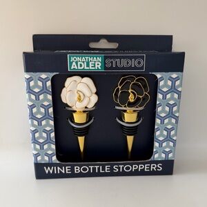 Jonathan Adler Gold and White Floral Wine Bottle Stoppers